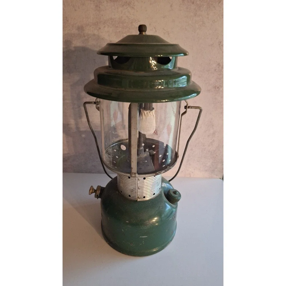 Coleman Lantern 220F Dated Feb 1966 Double Mantle Green Camping Vintage USA